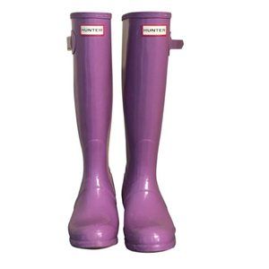 Hunter Thistle Tall Riding Rain Glossy Boots 6